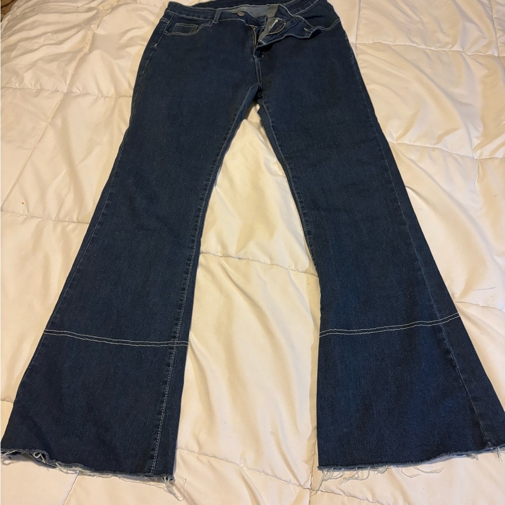 Source Unknown Dark Blue Wide Leg Jeans